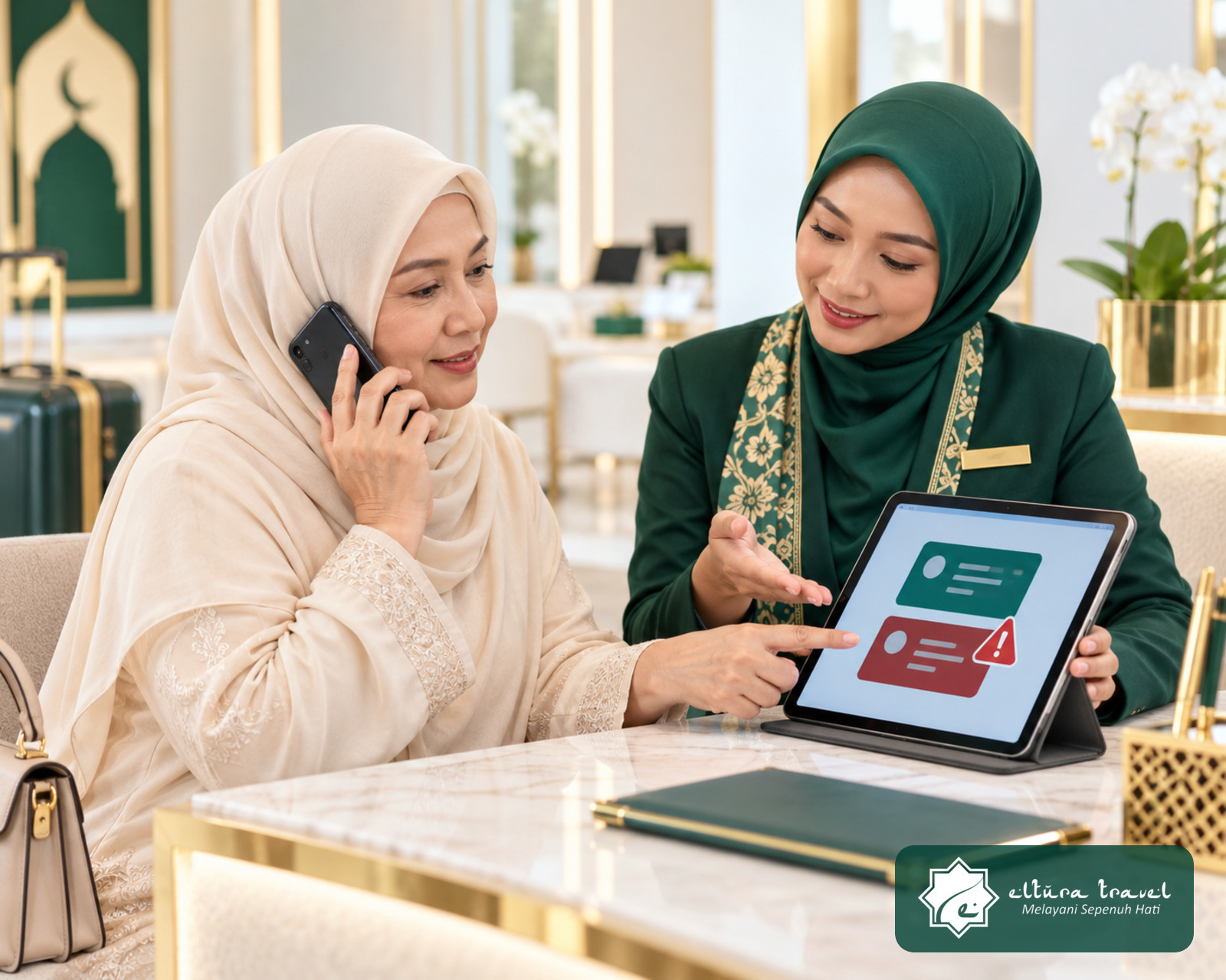 Jamaah mengonfirmasi perubahan rekening kepada travel