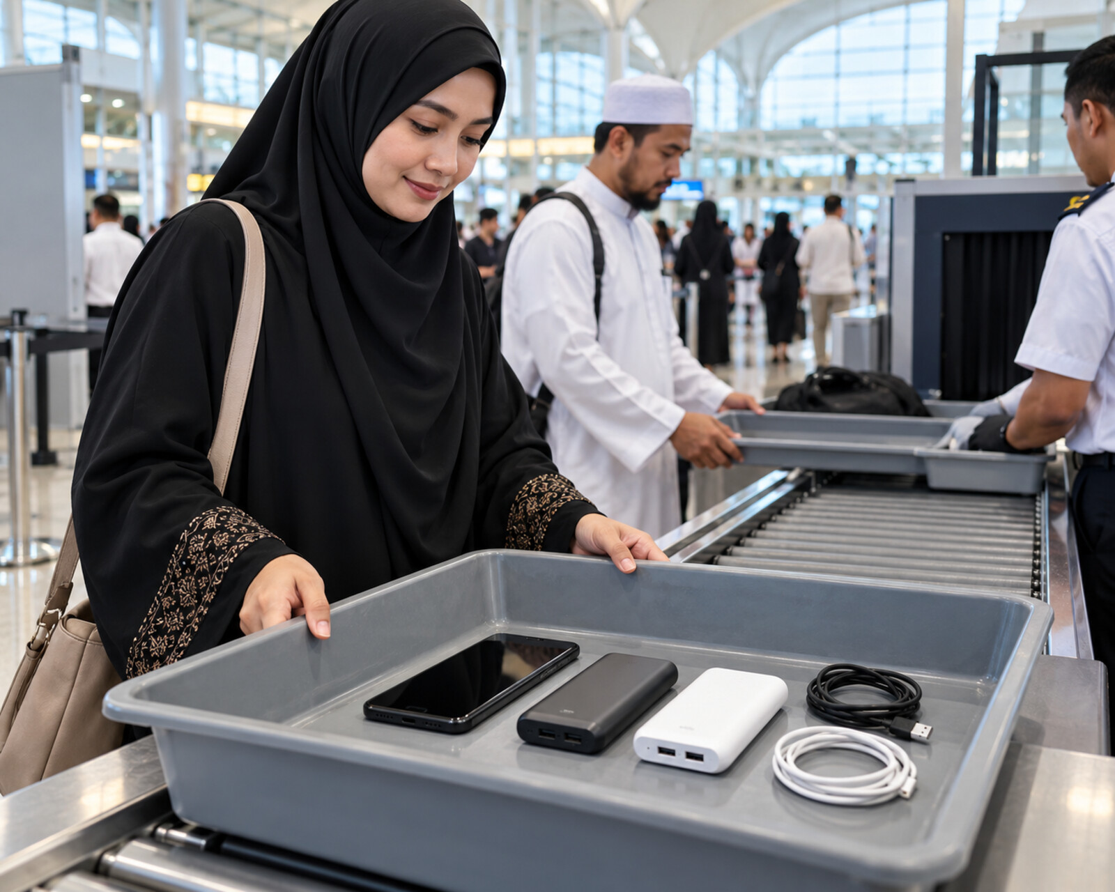 Power bank pada baki pemeriksaan keamanan bandara