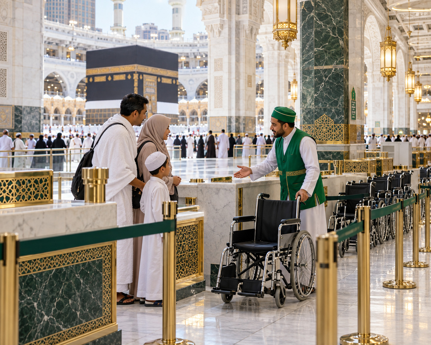 Loket layanan kursi roda resmi untuk tawaf dan sai
