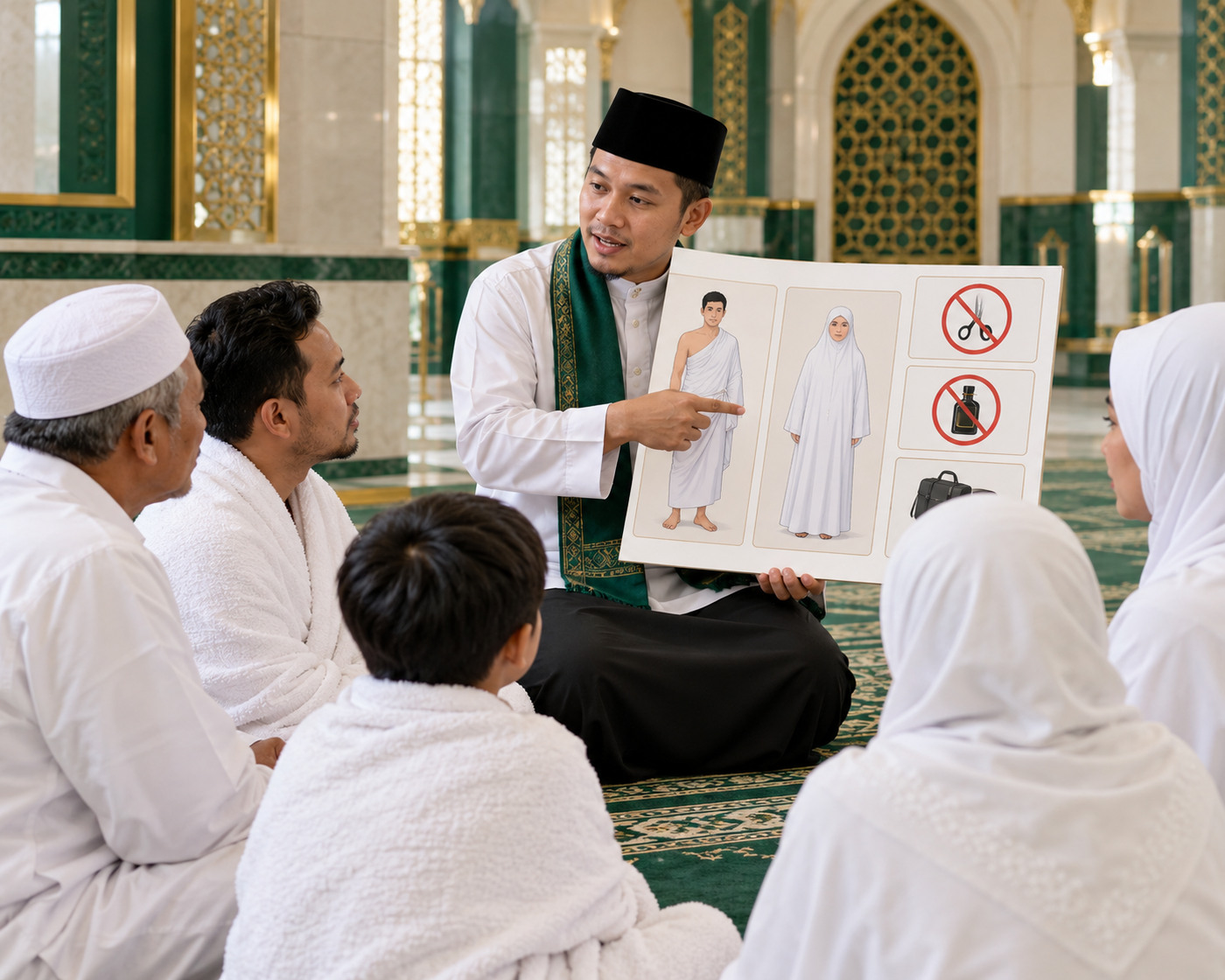 Pembimbing menjelaskan manasik dan larangan ihram