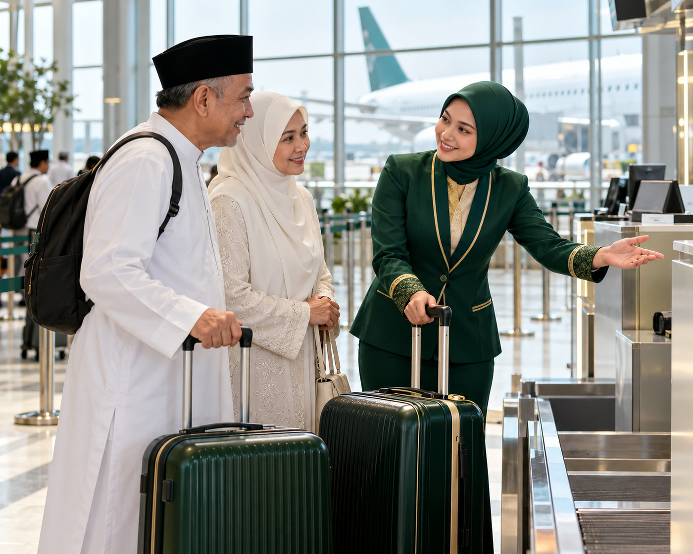 Pendamping Eltura membantu jamaah Umroh pemula di bandara
