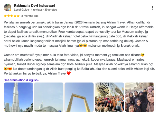 Screenshot Google Review Ahlam Travel 3