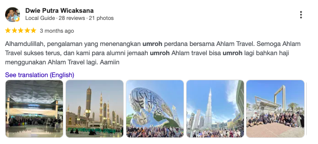 Screenshot Google Review Ahlam Travel 2