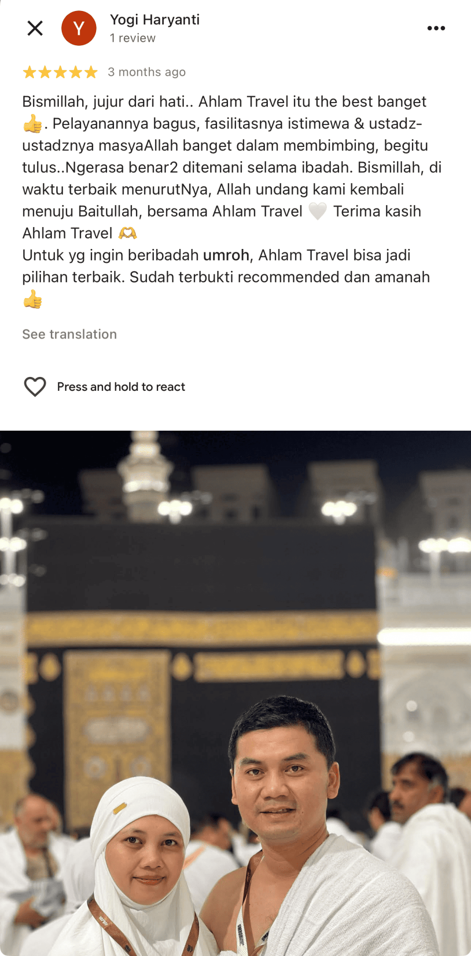 Screenshot Google Review Ahlam Travel 4