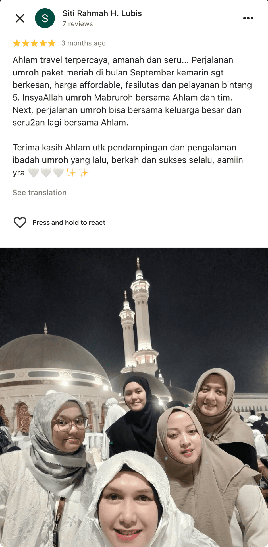 Screenshot Google Review Ahlam Travel 5