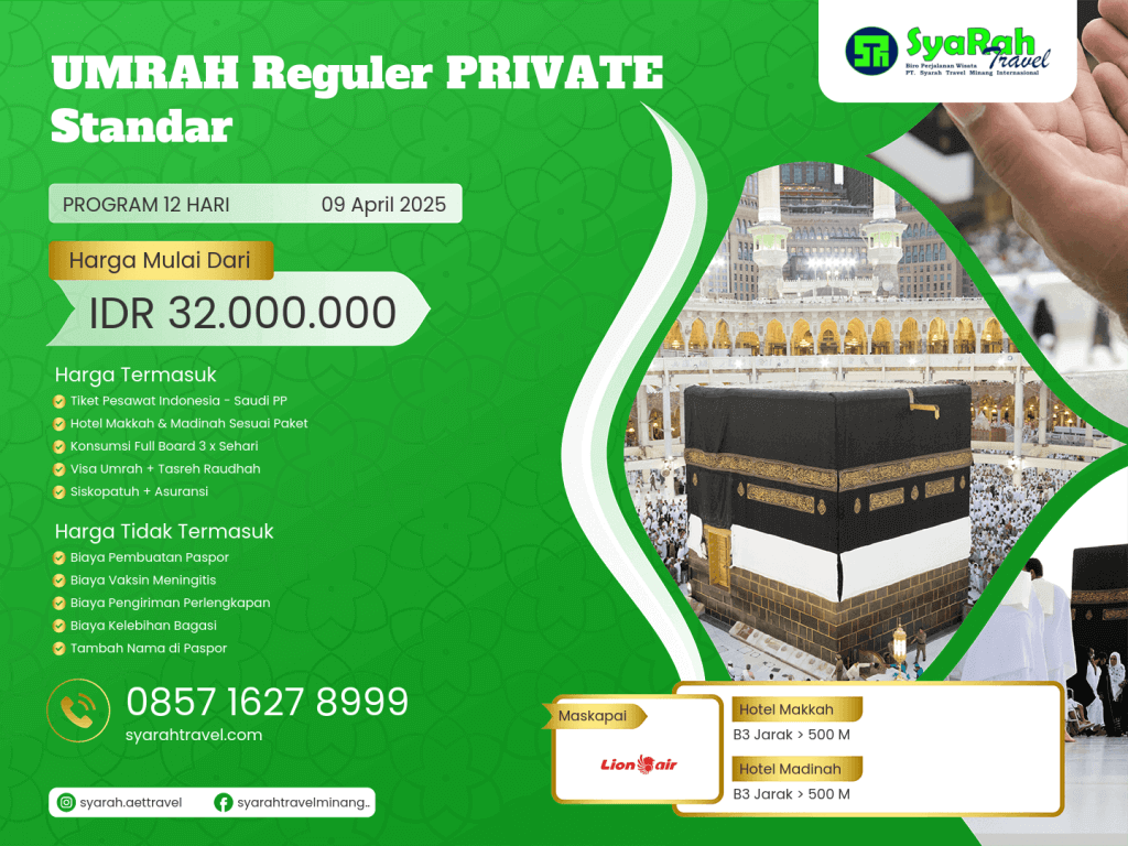 1. Umrah Reguler PRIVATE Standar 09042025