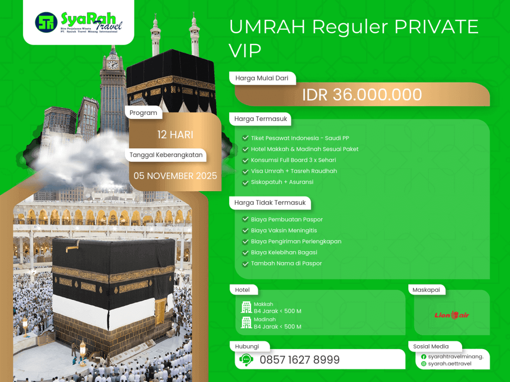 6. Umrah Reguler PRIVATE VIP 05112025