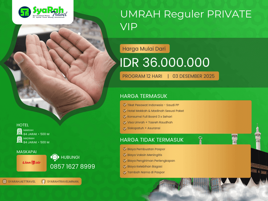 7. Umrah Reguler PRIVATE VIP 03122025