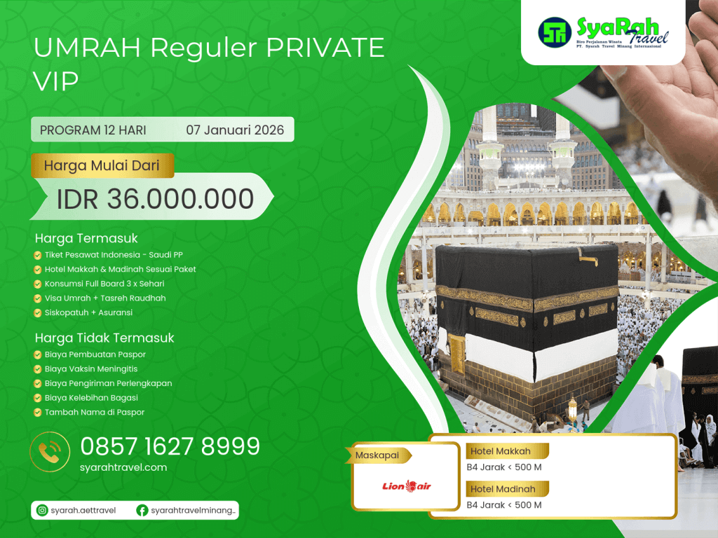 8. Umrah Reguler PRIVATE VIP 07012026