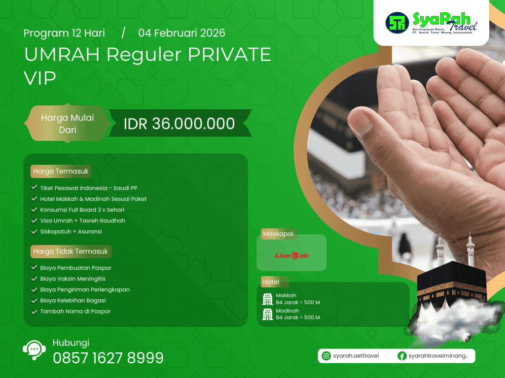 9. Umrah Reguler PRIVATE VIP 04022026