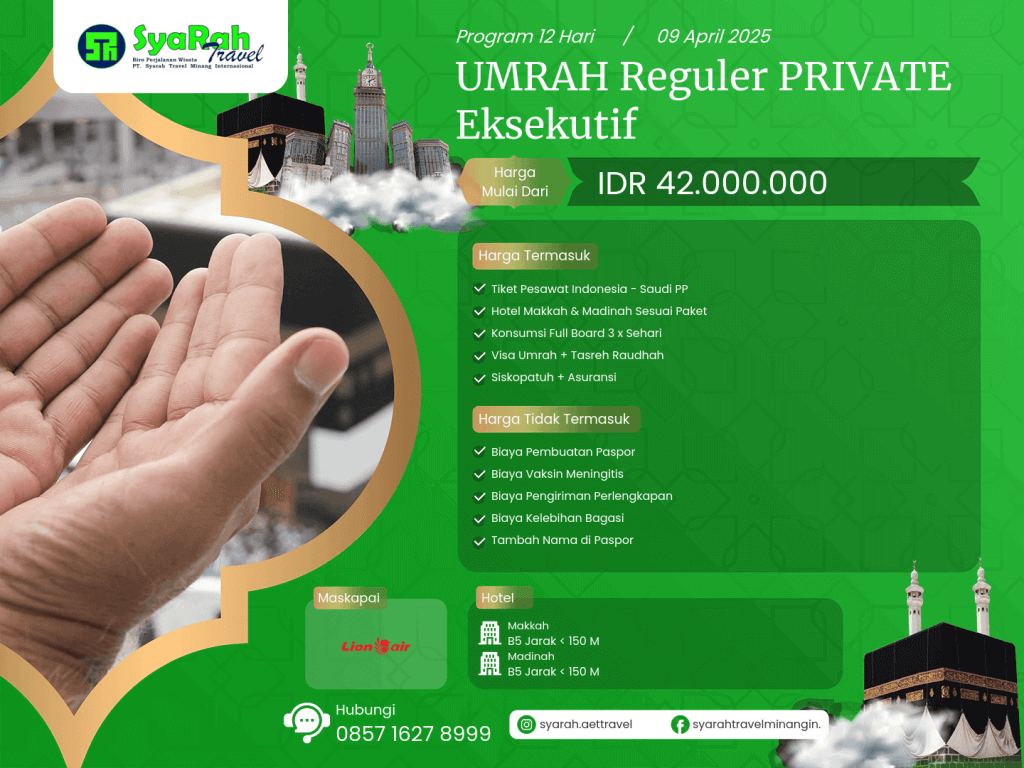 1. Umrah Reguler PRIVATE EKSEKUTIF 09042025
