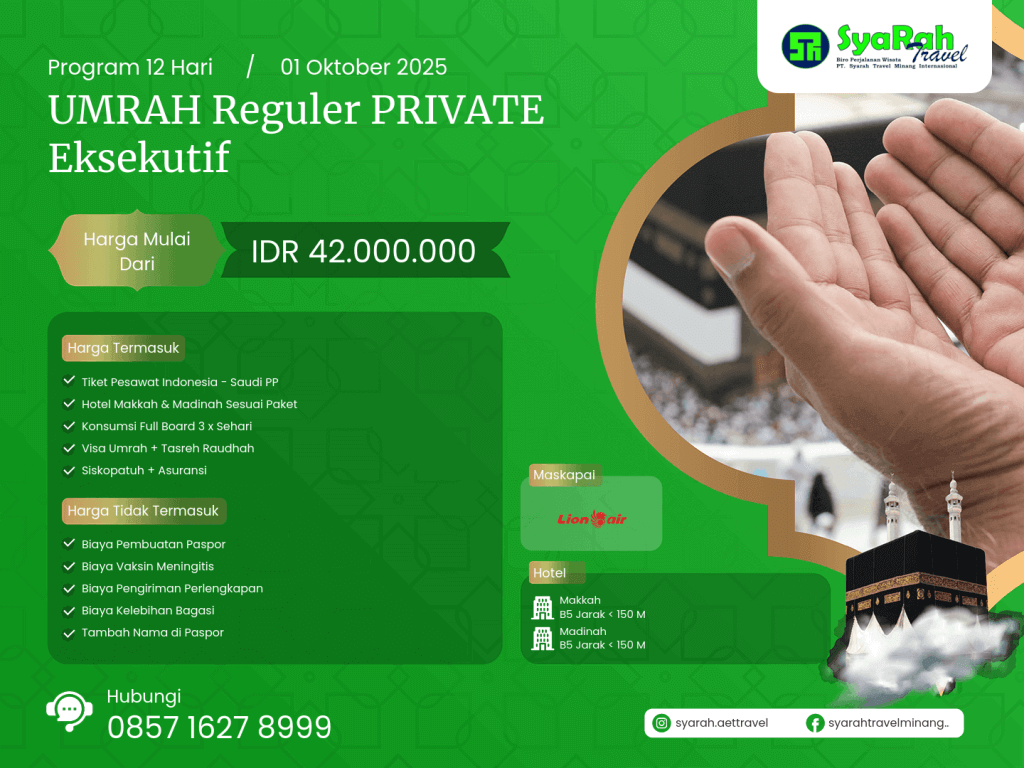 5. Umrah Reguler PRIVATE EKSEKUTIF 01102025