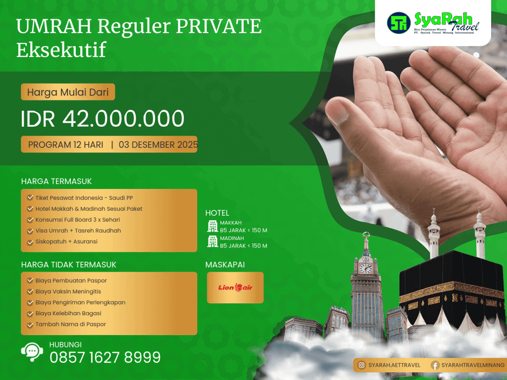 7. Umrah Reguler PRIVATE EKSEKUTIF 03122025