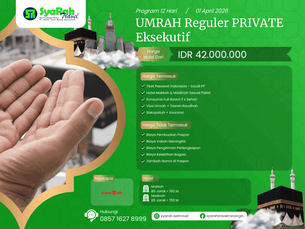 10. Umrah Reguler PRIVATE EKSEKUTIF 01042026