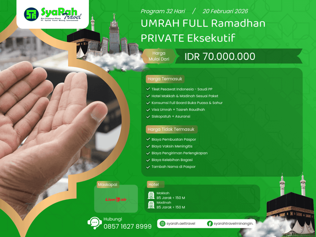 1. Umrah FULL Ramadhan PRIVATE EKSEKUTIF 20022026