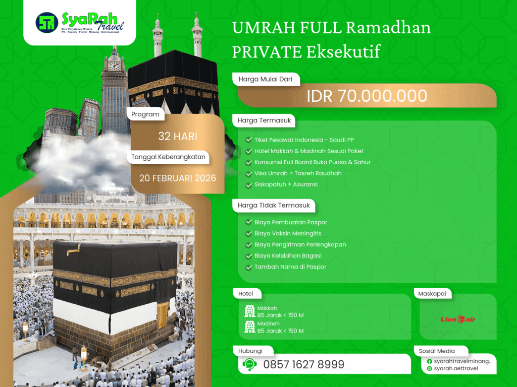 2. Umrah FULL Ramadhan PRIVATE EKSEKUTIF 20022026