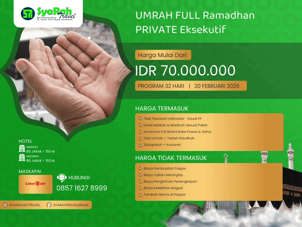 3. Umrah FULL Ramadhan PRIVATE EKSEKUTIF 20022026