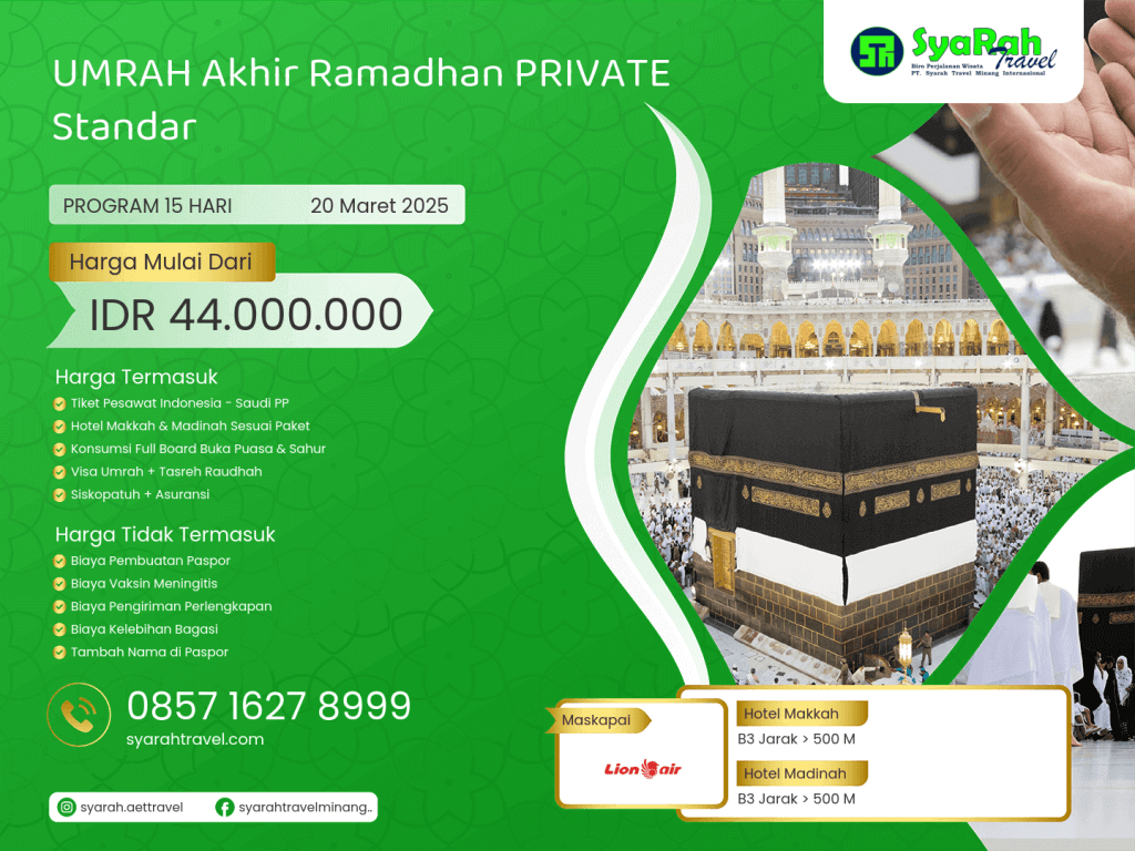 1. Umrah AKHIR Ramadhan PRIVATE STANDAR 20032025
