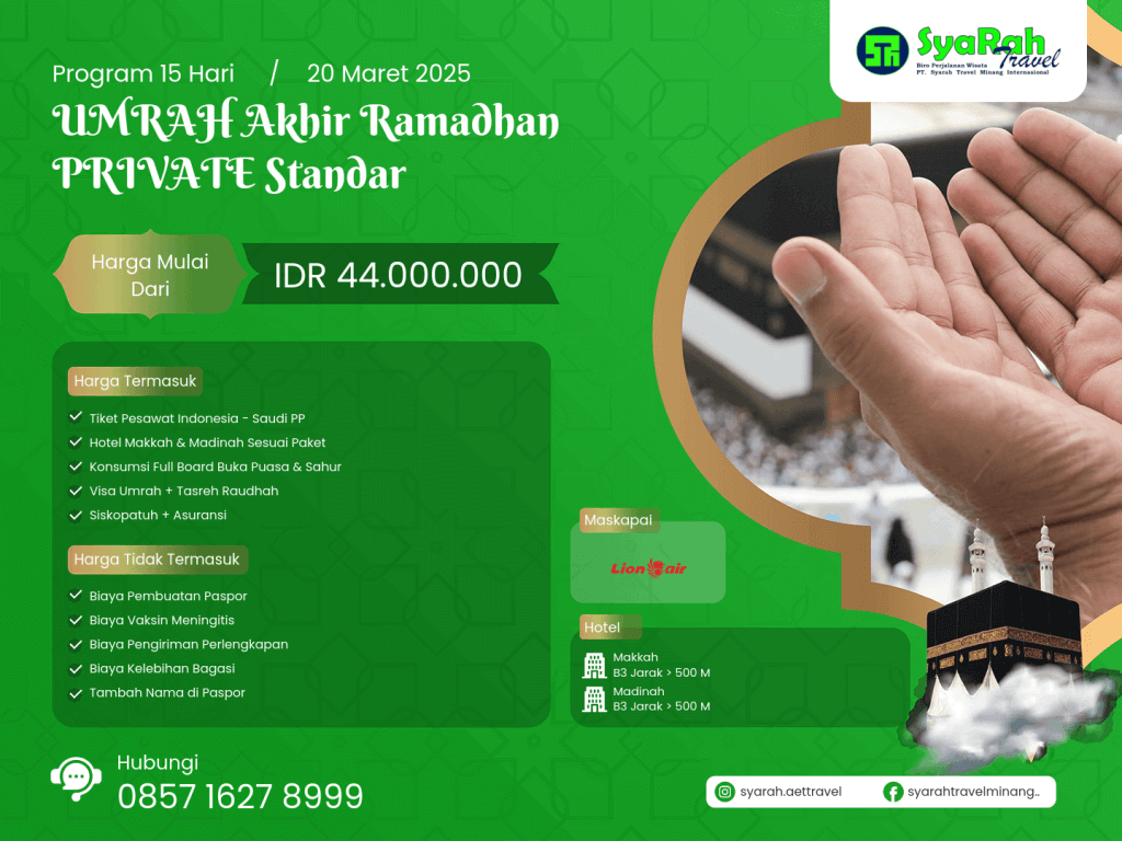 2. Umrah AKHIR Ramadhan PRIVATE STANDAR 20032025