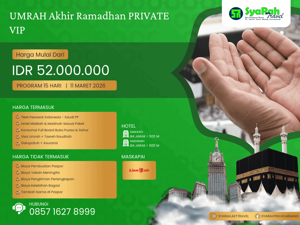 1. Umrah AKHIR Ramadhan PRIVATE VIP 11032026