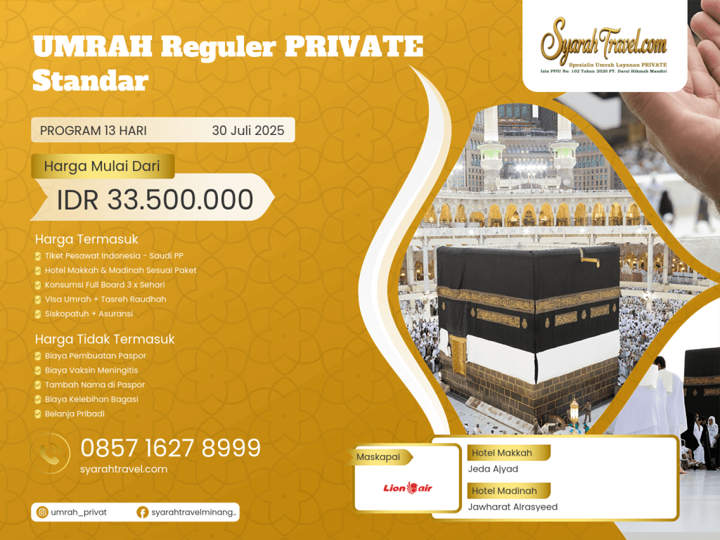 1. UMRAH REGULER PRIVATE STANDAR 30072025