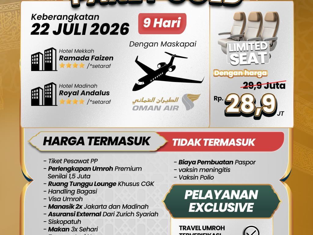 Paket Umroh Gold 9 Hari Juli