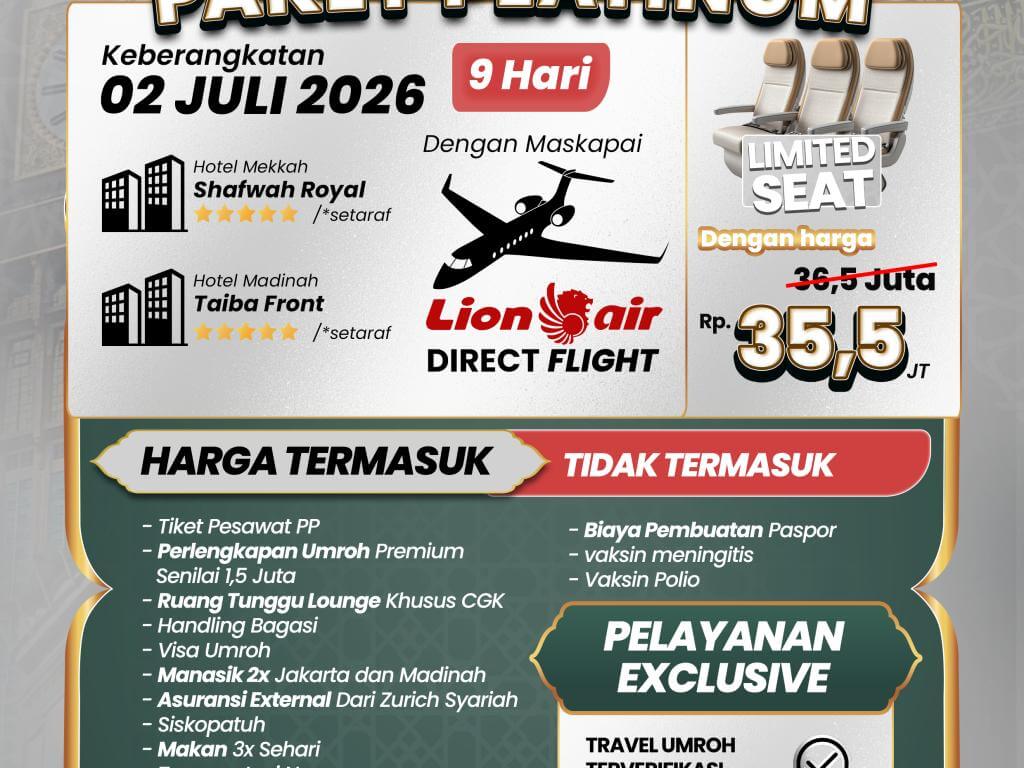 Paket Umroh Platinum 9 Hari Juli