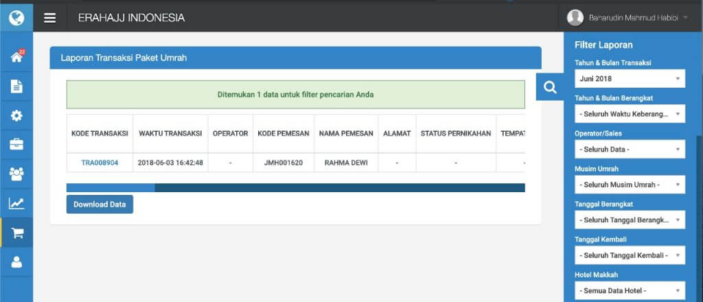 update filter laporan